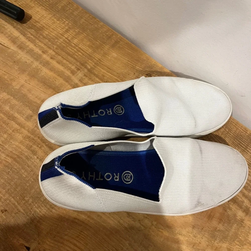 Rothy's White Knit Slip On Sneakers Womens Size‎ 8.5 Casual Comfort Shoes